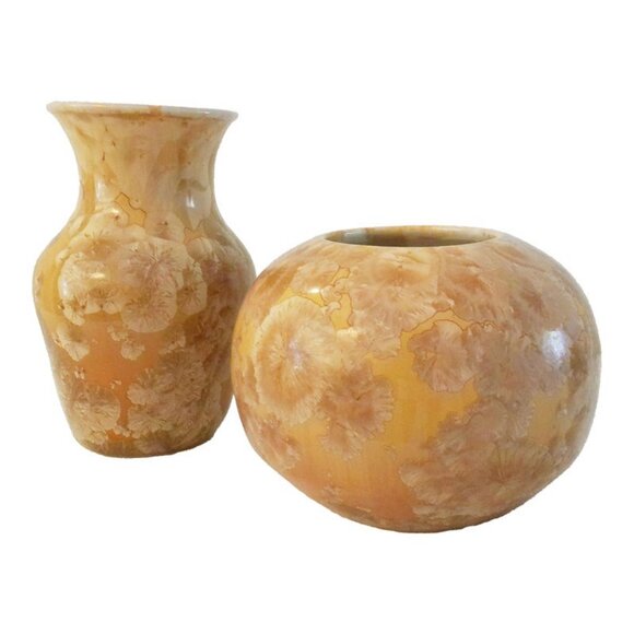 Vintage Studio Art Iridescent Pottery Vases, a Pair main image 0